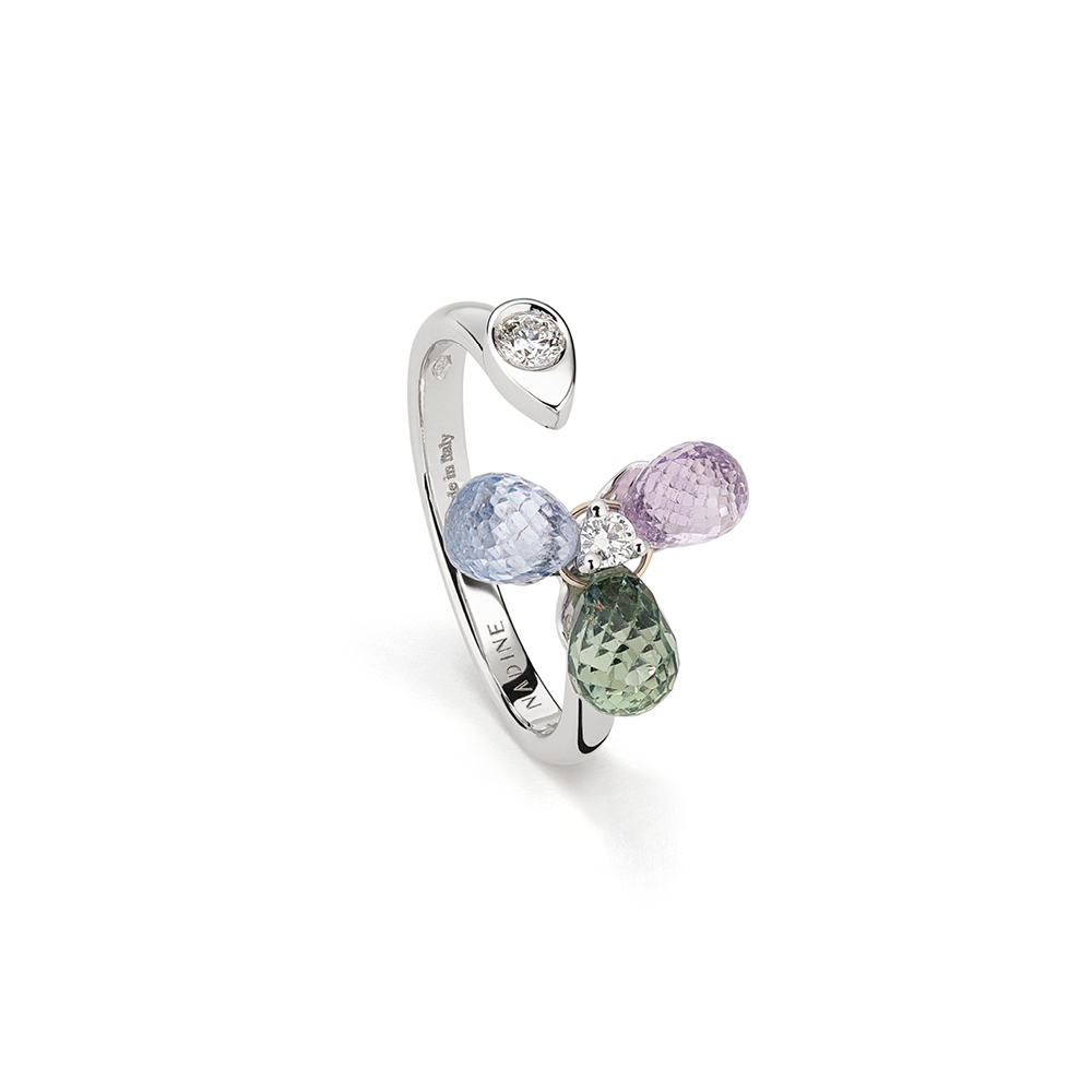 Aurora Flower Ring White Gold